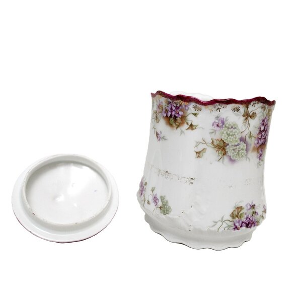 Antique J&C Malmaison Germany Hand Painted Cracker Jar with Gold Detail - Picture 3 of 6